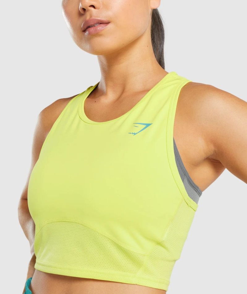 Women's Gymshark Pulse Crop Tanks Yellow | NZ 4KNLRJ